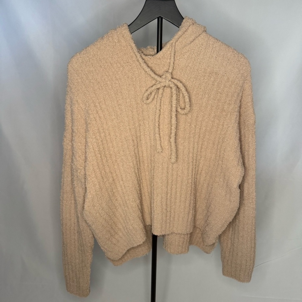 🤍 Altar’d State Cream Textured Cowl Neck Sweater – Medium • EUC
